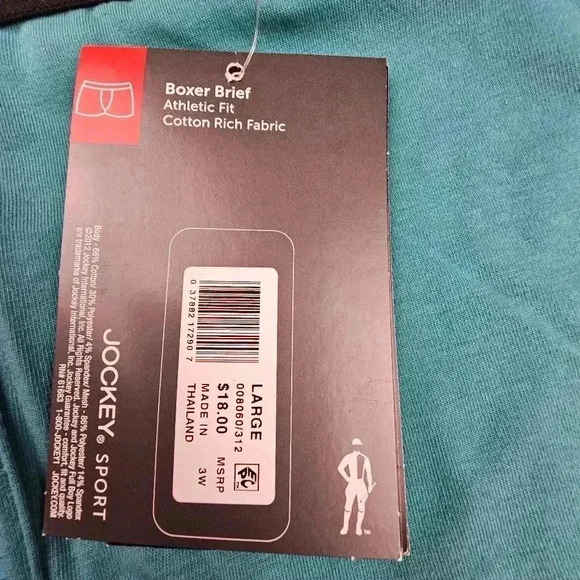 Jockey Sport Cotton Performance Boxer Briefs Keyhole Teal #8060 Size L or XL - Picture 5 of 6